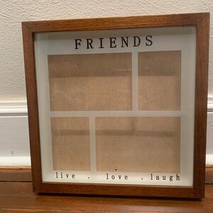 Friends Live Love Laugh Shadow Box Glass Brown Wood Bedroom Wall Decor Hanging